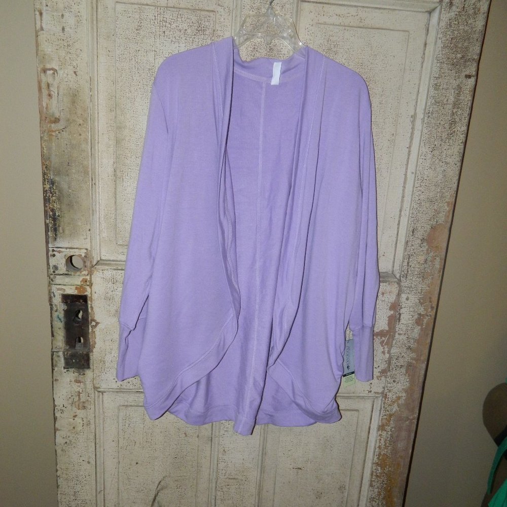 Ideology Lilac OFF DUTY Open Front Cardigan Size 1X (A-10)